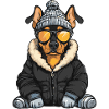 Doberman Dog Winter Comic