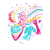 Retro Flute Player Graphic