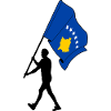 Flag Kosovo man walking