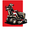 Woman on lawn tractor