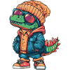 Dinosaur Stegosaurus Winter Comic