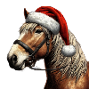 Julehest med julehat