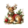 Christmas fawn with festive wreath