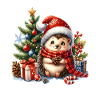 Niedliches Igel-Weihnachtsmotiv mit Geschenken
