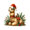 Christmas llama with festive hat
