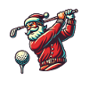 Santa Claus golfing
