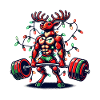 Christmas Muscle Training Reindeer Bodybuilder