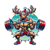 Christmas Bodybuilder Reindeer Muscle Power