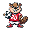 Fröhlicher Biber Fußball Maskottchen Design