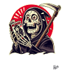 Grim Reaper reading Japanese comics