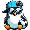 Cute Penguin Cartoon Soccer Player