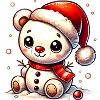 Snowman Bear with Hat - Cute Winter Motif