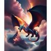 Dragon flying over the mountains