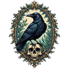 Raven with skull