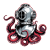 Squid with diving helmet