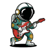 Spaceman Cartoon Guitar Funny Rock
