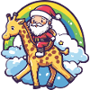 Girafe Père Noël Arc-en-ciel