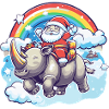 Rhino Santa Claus Rainbow