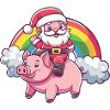 Cochon Père Noël Arc-en-ciel