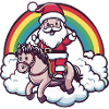 Pferd Weihnachtsmann Regenbogen