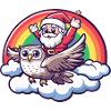 Eule Weihnachtsmann Regenbogen
