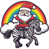 Zebra Weihnachtsmann Regenbogen
