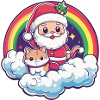 Cat Santa Claus Rainbow
