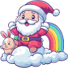 Lapin Père Noël Arc-en-ciel
