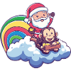 Monkey Santa Claus Rainbow