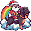 Dobermann Hund Weihnachtsmann Regenbogen