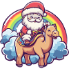 Kamel Weihnachtsmann Regenbogen