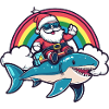 Shark Santa Claus Rainbow