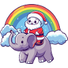 Elephant Santa Claus Rainbow