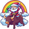 Taureau Père Noël Arc-en-ciel
