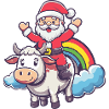 Kuh Weihnachtsmann Regenbogen