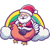 Chicken Santa Claus Rainbow