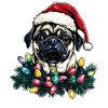 Cute Pug Santa Hat Xmas
