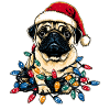 Cute Pug Santa Hat Xmas