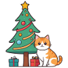 Katze unterm Weihnachtsbaum