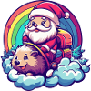 Hedgehog Santa Claus Rainbow
