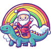 Dinosaure stégosaure Père Noël Arc-en-ciel