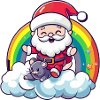 Mouse Santa Claus Rainbow