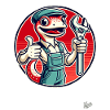 Craftsman gecko, thumb with wrench