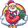 Rooster Santa Claus Rainbow
