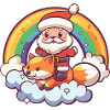 Fuchs Weihnachtsmann Regenbogen