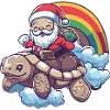 Turtle Santa Claus Rainbow