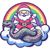 Snake Cobra Santa Claus Rainbow