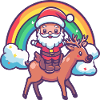 Hirsch Weihnachtsmann Regenbogen