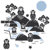 Chilling monkeys in a hot spring l black blue