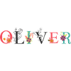 OLIVER Namenskunst mit gestickten Blumen